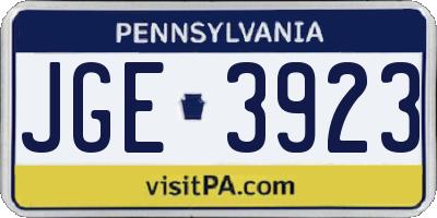 PA license plate JGE3923