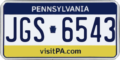 PA license plate JGS6543