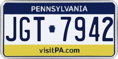 PA license plate JGT7942