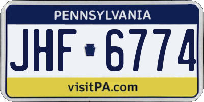 PA license plate JHF6774