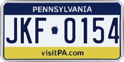 PA license plate JKF0154