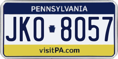 PA license plate JKO8057