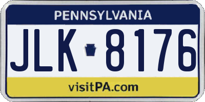 PA license plate JLK8176