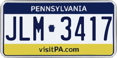 PA license plate JLM3417
