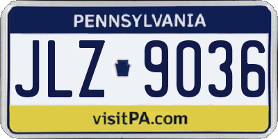 PA license plate JLZ9036