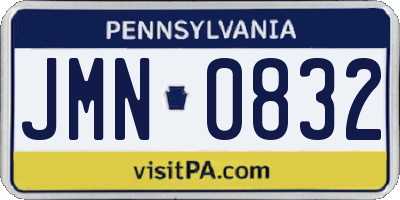 PA license plate JMN0832