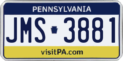 PA license plate JMS3881