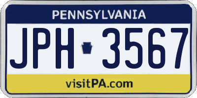 PA license plate JPH3567
