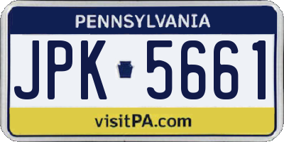PA license plate JPK5661