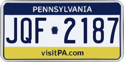 PA license plate JQF2187