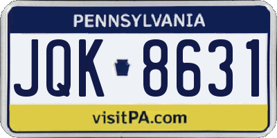 PA license plate JQK8631