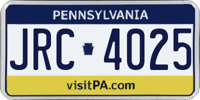 PA license plate JRC4025