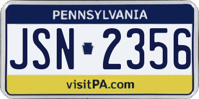 PA license plate JSN2356