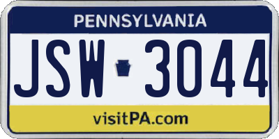 PA license plate JSW3044