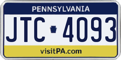 PA license plate JTC4093