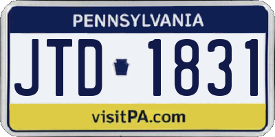 PA license plate JTD1831