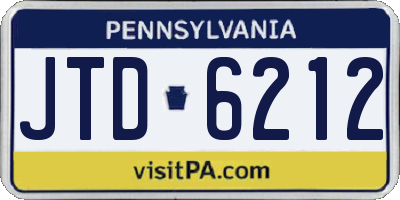 PA license plate JTD6212