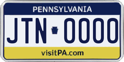 PA license plate JTN0000