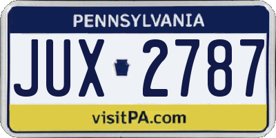 PA license plate JUX2787