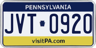 PA license plate JVT0920