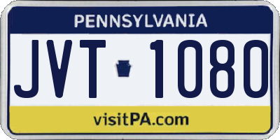 PA license plate JVT1080