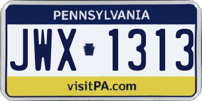 PA license plate JWX1313