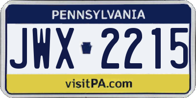 PA license plate JWX2215