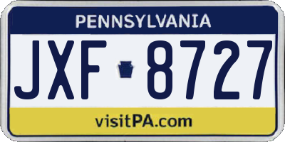 PA license plate JXF8727