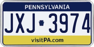 PA license plate JXJ3974