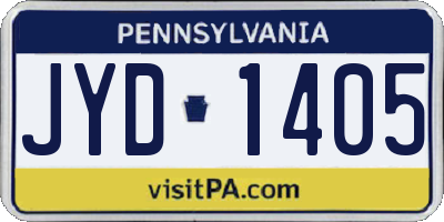 PA license plate JYD1405