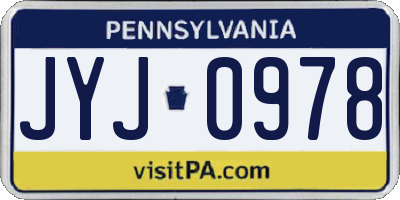PA license plate JYJ0978