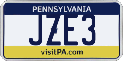 PA license plate JZE3