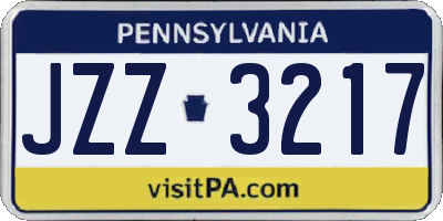 PA license plate JZZ3217