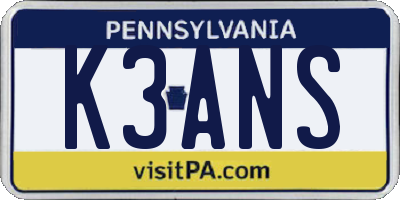 PA license plate K3ANS