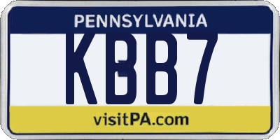 PA license plate KBB7