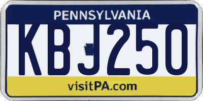PA license plate KBJ250