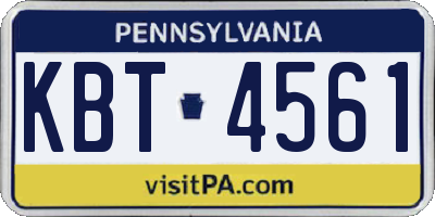 PA license plate KBT4561