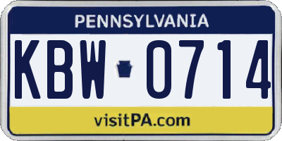PA license plate KBW0714