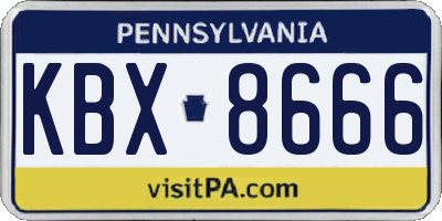 PA license plate KBX8666