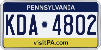 PA license plate KDA4802