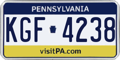 PA license plate KGF4238