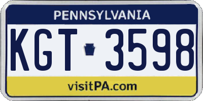 PA license plate KGT3598