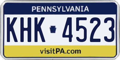 PA license plate KHK4523