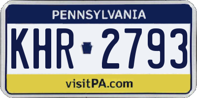 PA license plate KHR2793