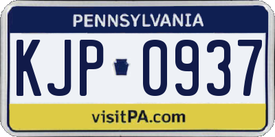 PA license plate KJP0937