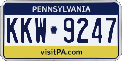 PA license plate KKW9247