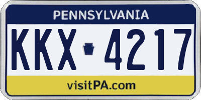 PA license plate KKX4217