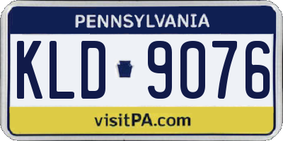 PA license plate KLD9076