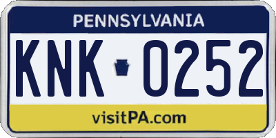 PA license plate KNK0252