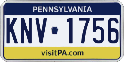 PA license plate KNV1756